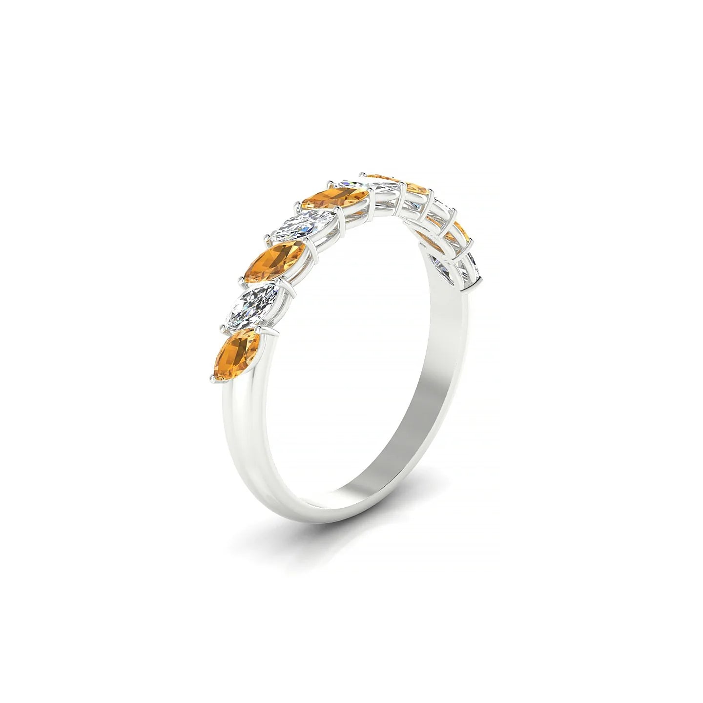 Virtue | 18k White Gold 4 x 2 mm Marquise Citrine & Diamond Ring