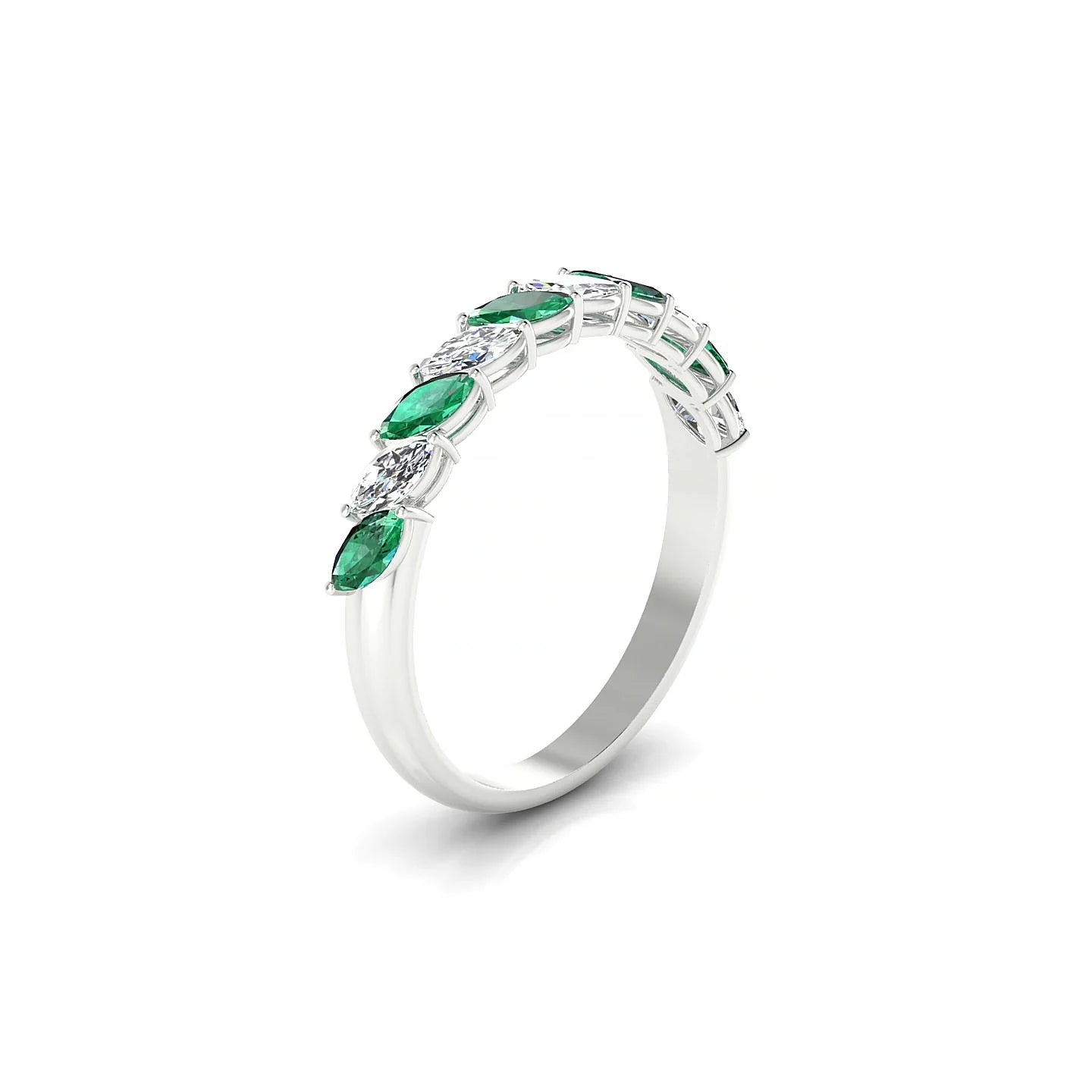 Virtue | 18k White Gold 4 x 2 mm Marquise Emerald & Diamond Ring