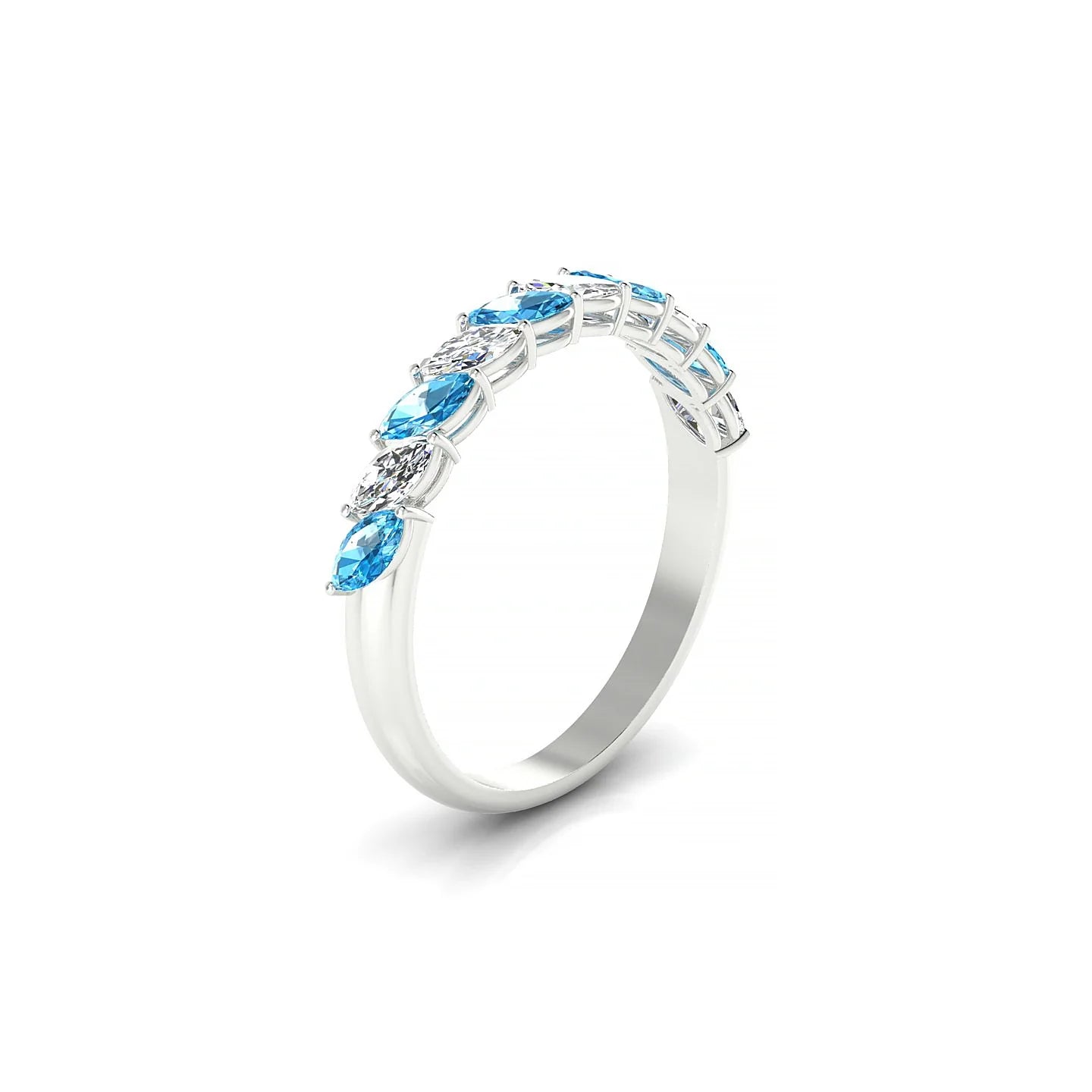 Virtue | 18k White Gold 4 x 2 mm Marquise Topaz & Diamond Ring