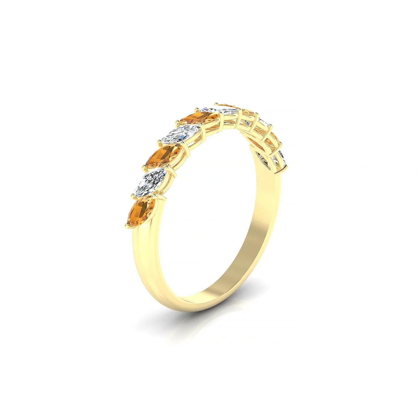 Virtue | 18k Yellow Gold 4 x 2 mm Marquise Citrine & Diamond Ring