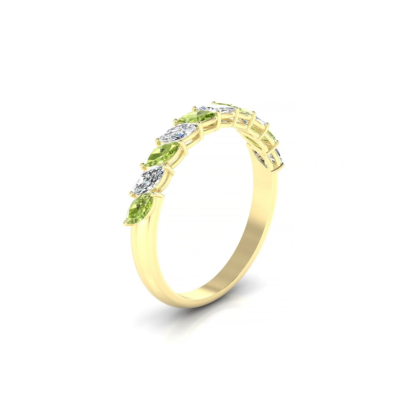 Virtue | 18k Yellow Gold 4 x 2 mm Marquise Peridot & Diamond Ring