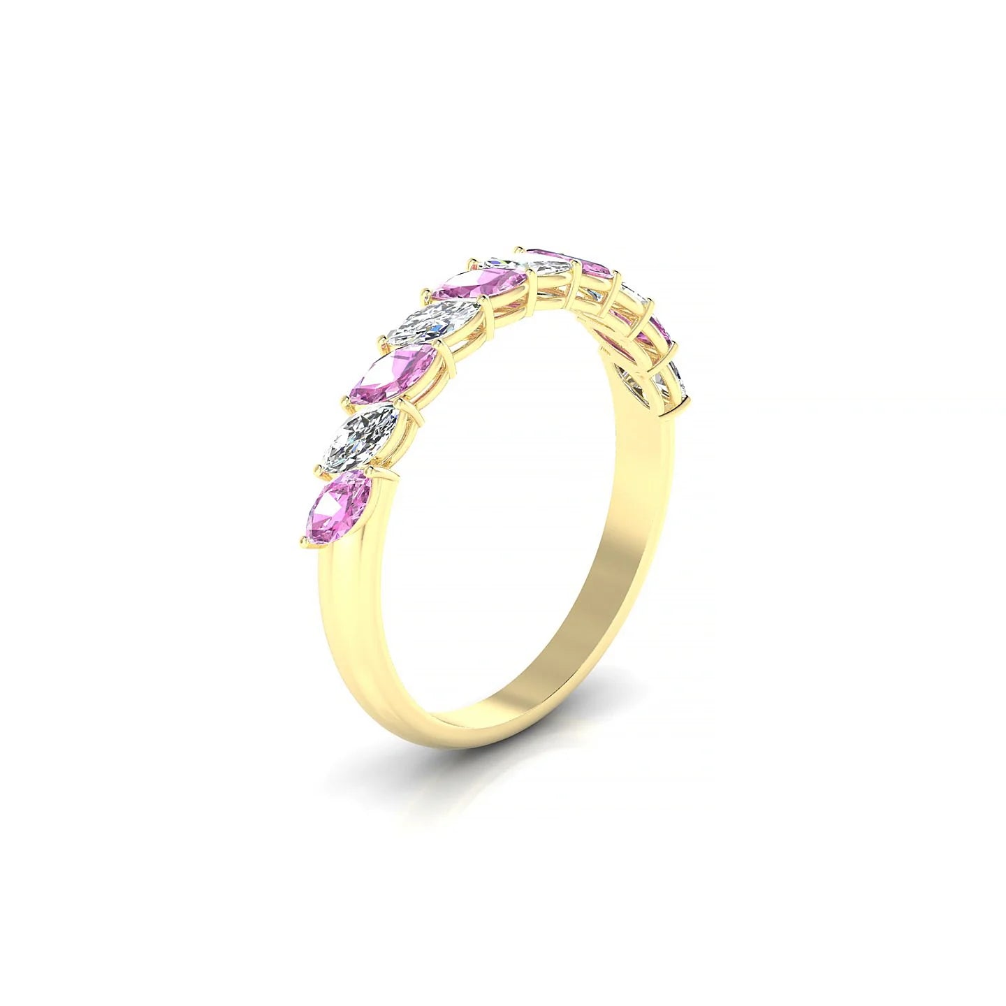 Virtue | 18k Yellow Gold 4 x 2 mm Marquise Pink Sapphire & Diamond Ring