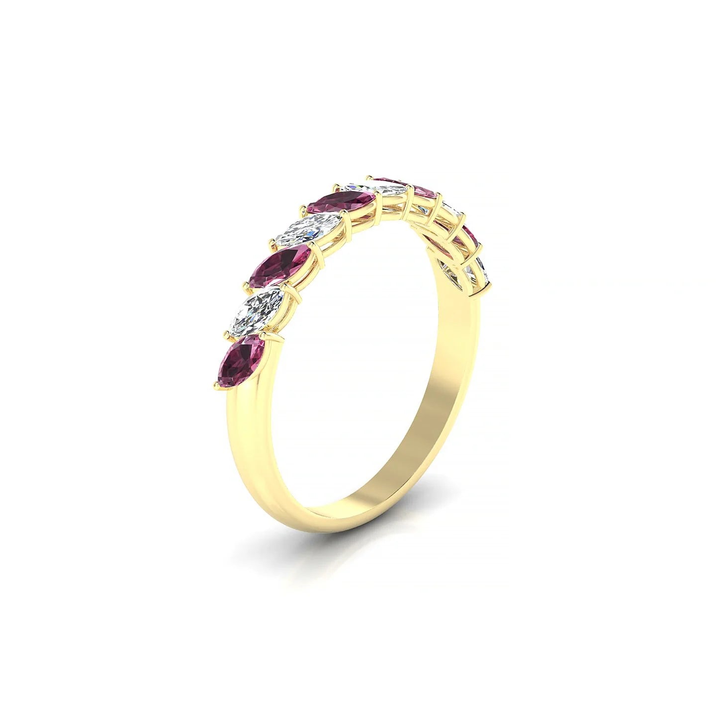 Virtue | 18k Yellow Gold 4 x 2 mm Marquise Rhodolite & Diamond Ring