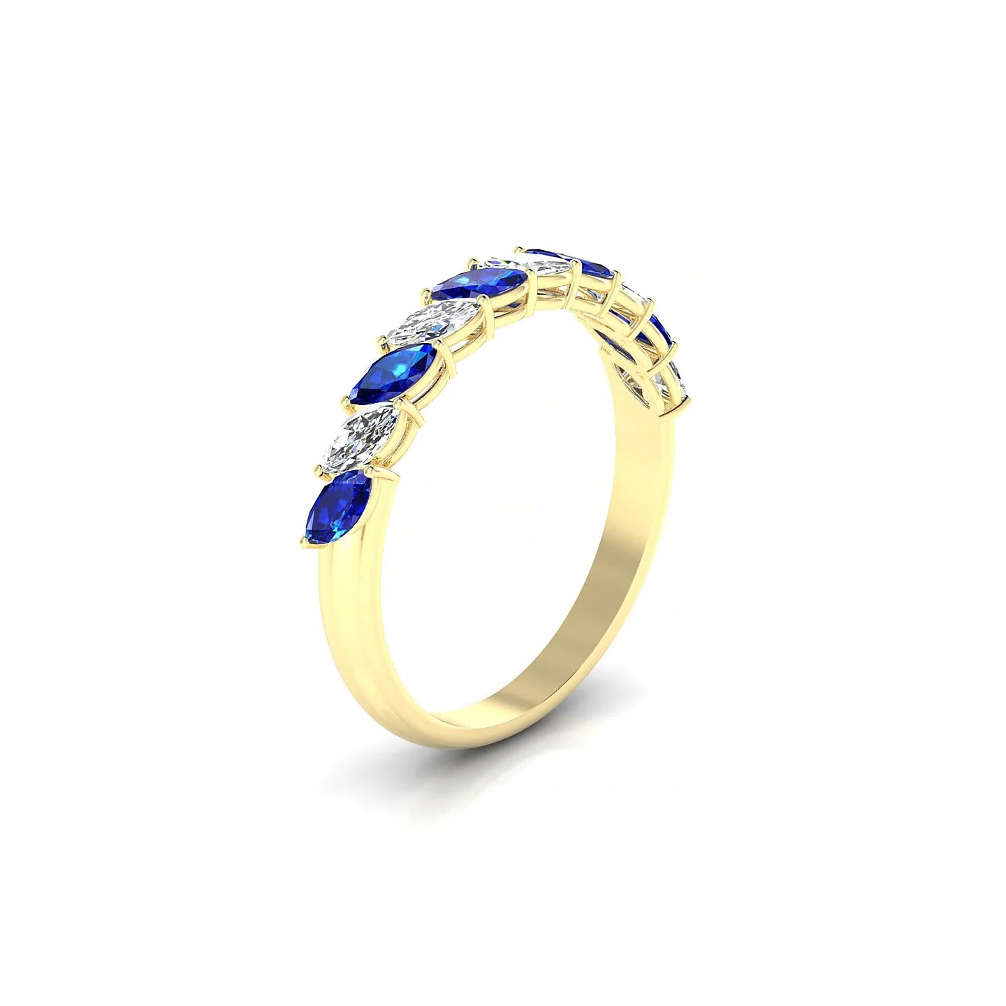 Virtue | 18k Yellow Gold 4 x 2 mm Marquise Sapphire & Diamond Ring