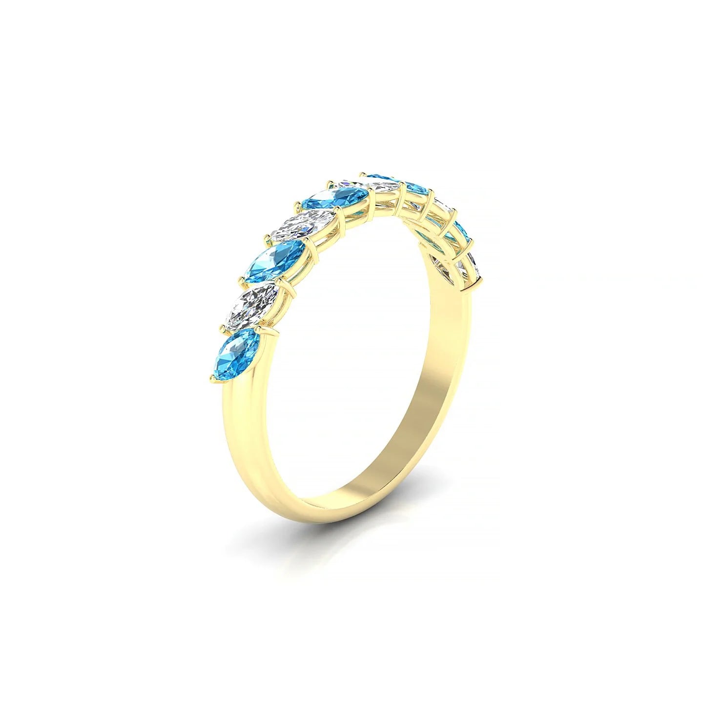 Virtue | 18k Yellow Gold 4 x 2 mm Marquise Topaz & Diamond Ring