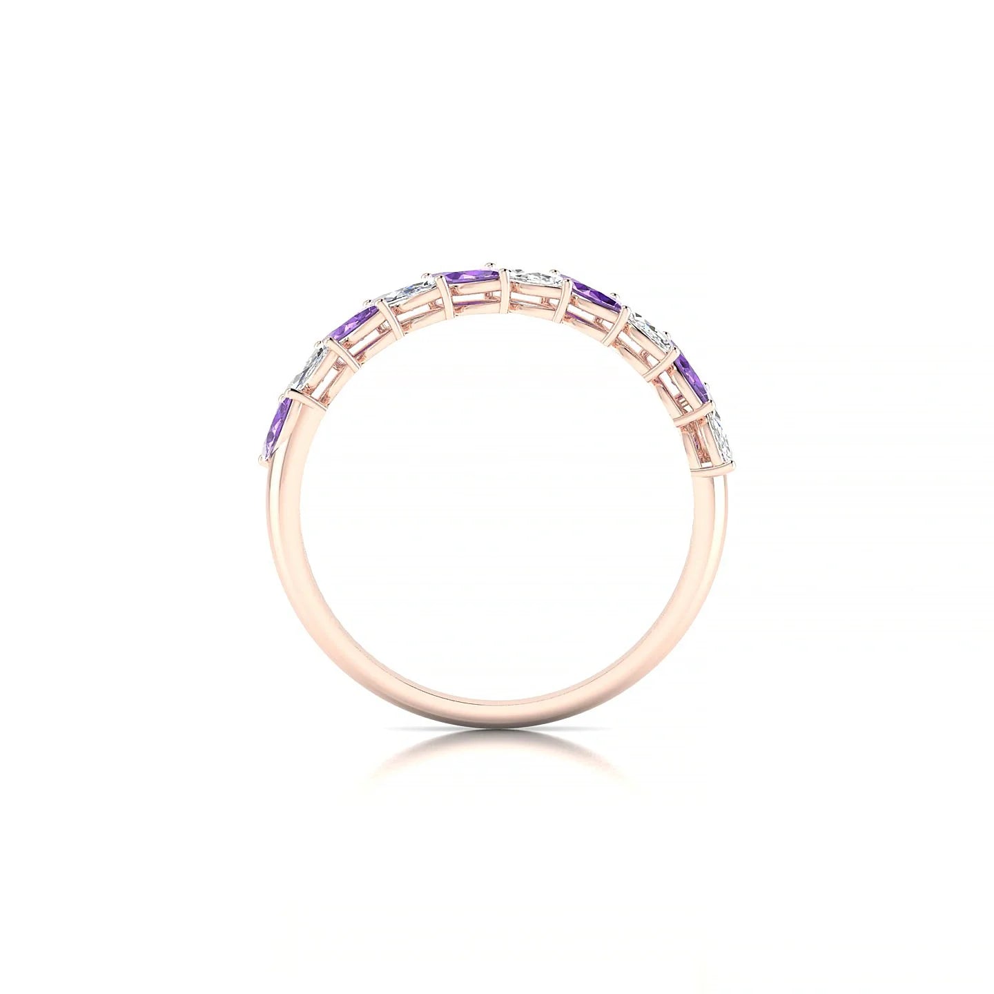 Virtue | 18k Rose Gold 4 x 2 mm Marquise Amethyst & Diamond Ring