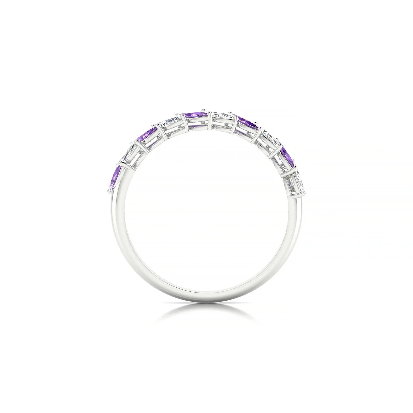 Virtue | 18k White Gold 4 x 2 mm Marquise Amethyst & Diamond Ring