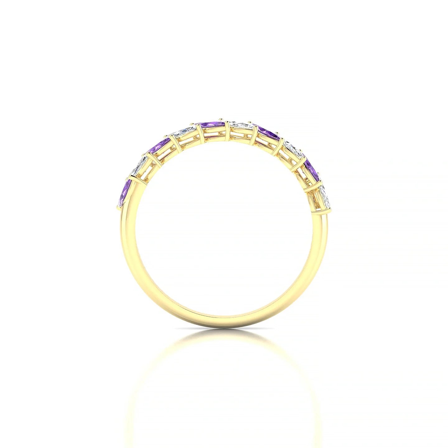 Virtue | 18k Yellow Gold 4 x 2 mm Marquise Amethyst & Diamond Ring