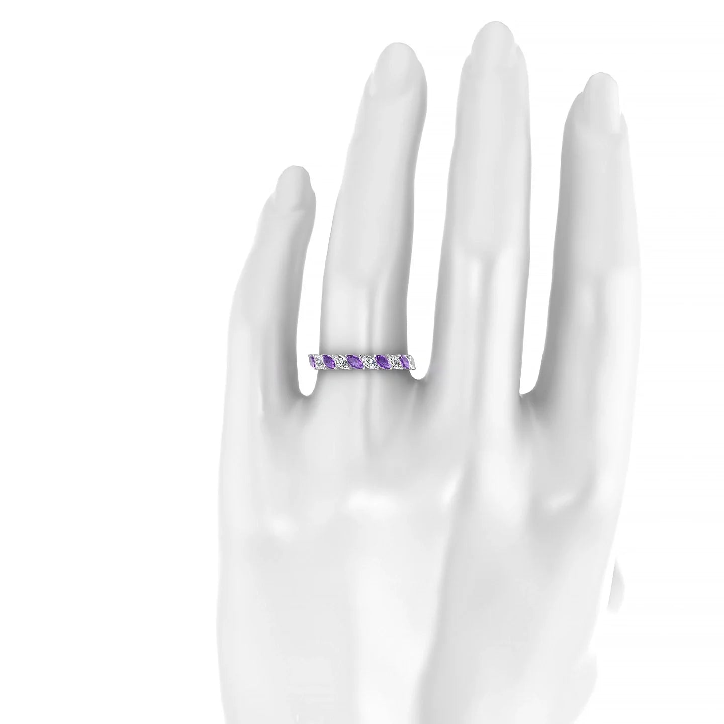 Virtue | 18k White Gold 4 x 2 mm Marquise Amethyst & Diamond Ring