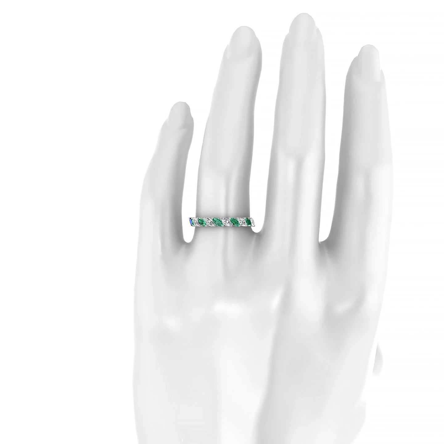 Virtue | 18k White Gold 4 x 2 mm Marquise Emerald & Diamond Ring
