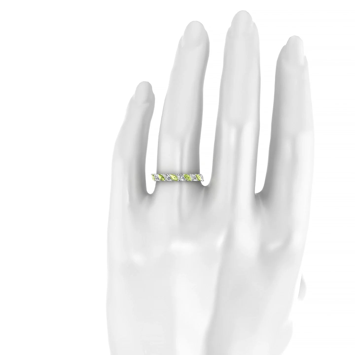 Virtue | 18k White Gold 4 x 2 mm Marquise Peridot & Diamond Ring