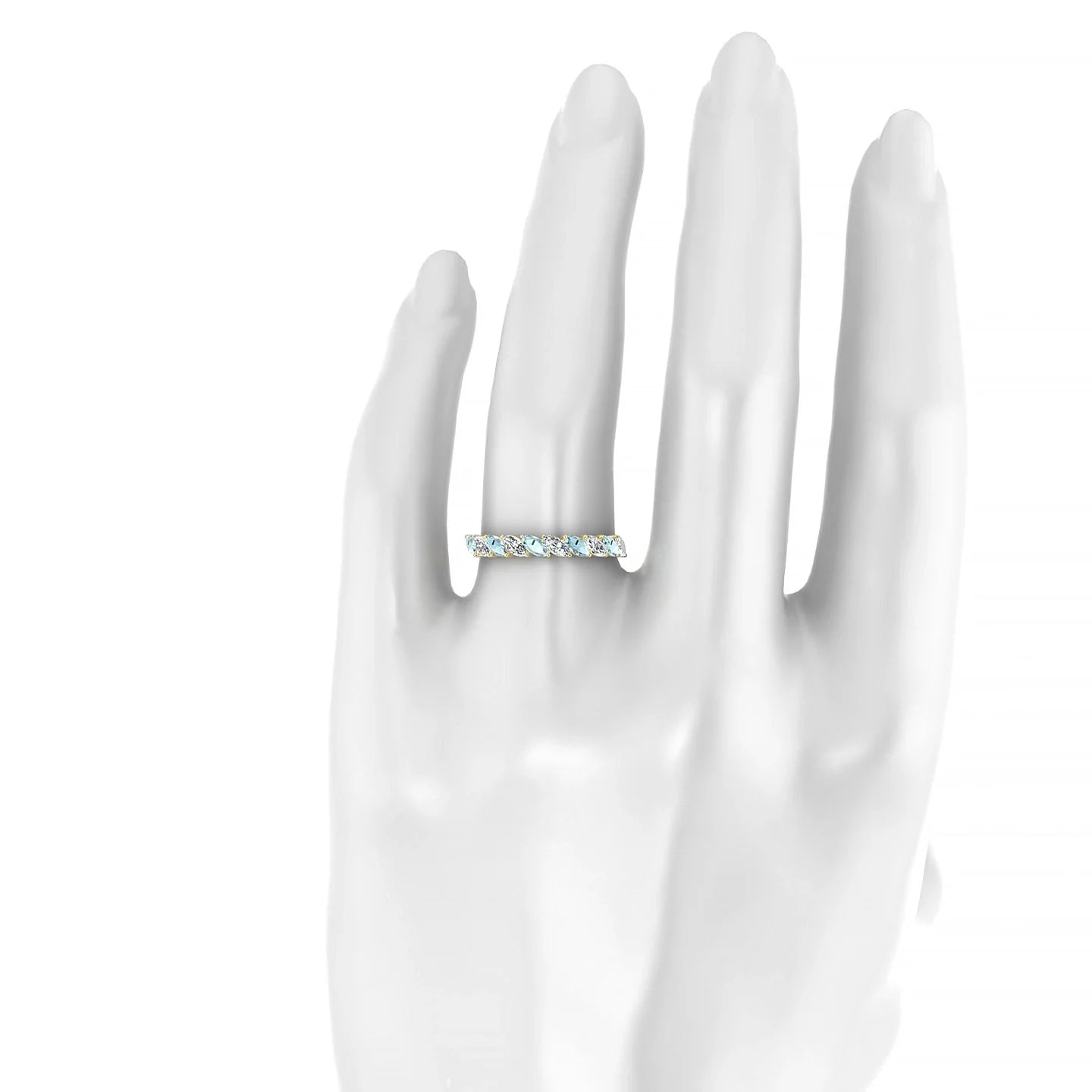 Virtue | 18k Yellow Gold 4 x 2 mm Marquise Aquamarine & Diamond Ring
