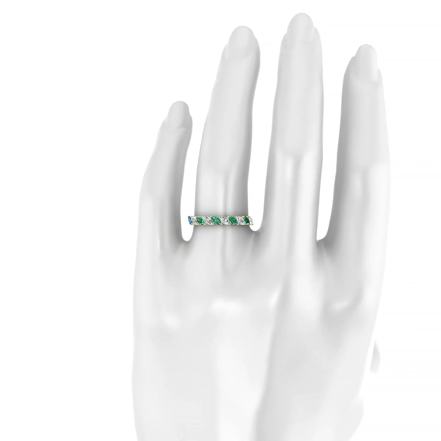 Virtue | 18k Yellow Gold 4 x 2 mm Marquise Emerald & Diamond Ring