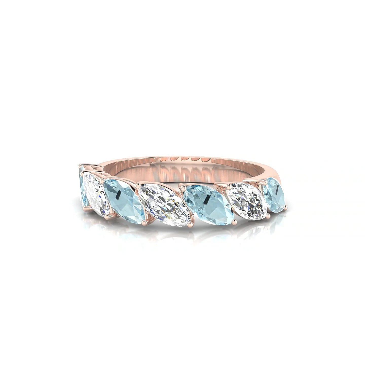 Virtue | 18k Rose Gold 6 x 3 mm Marquise Aquamarine & Diamond Ring