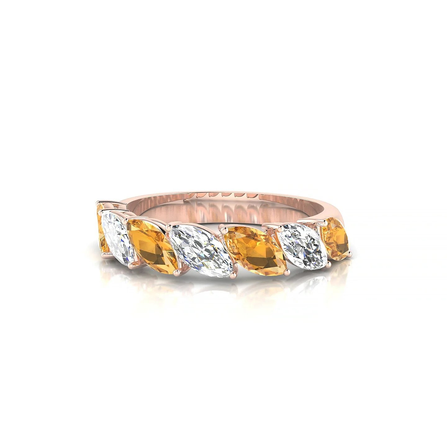 Virtue | 18k Rose Gold 6 x 3 mm Marquise Citrine & Diamond Ring
