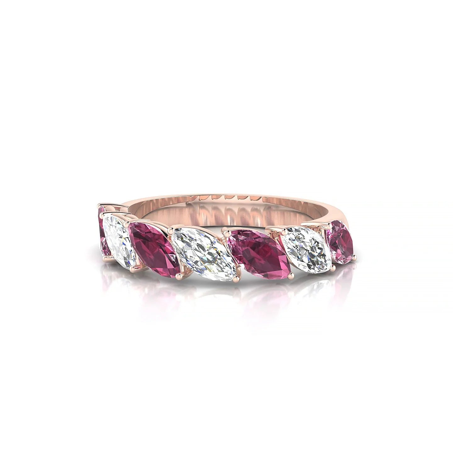 Virtue | 18k Rose Gold 6 x 3 mm Marquise Rhodolite & Diamond Ring