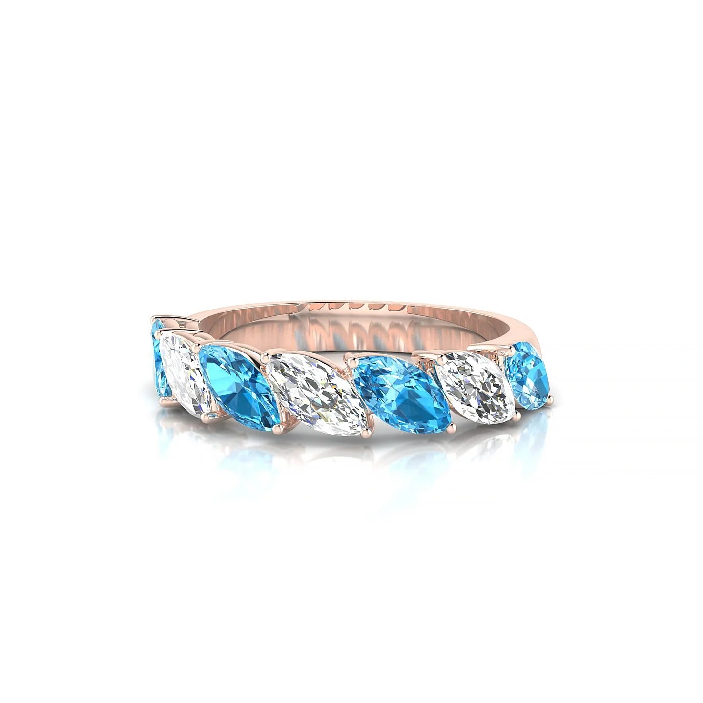Virtue | 18k Rose Gold 6 x 3 mm Marquise Topaz & Diamond Ring