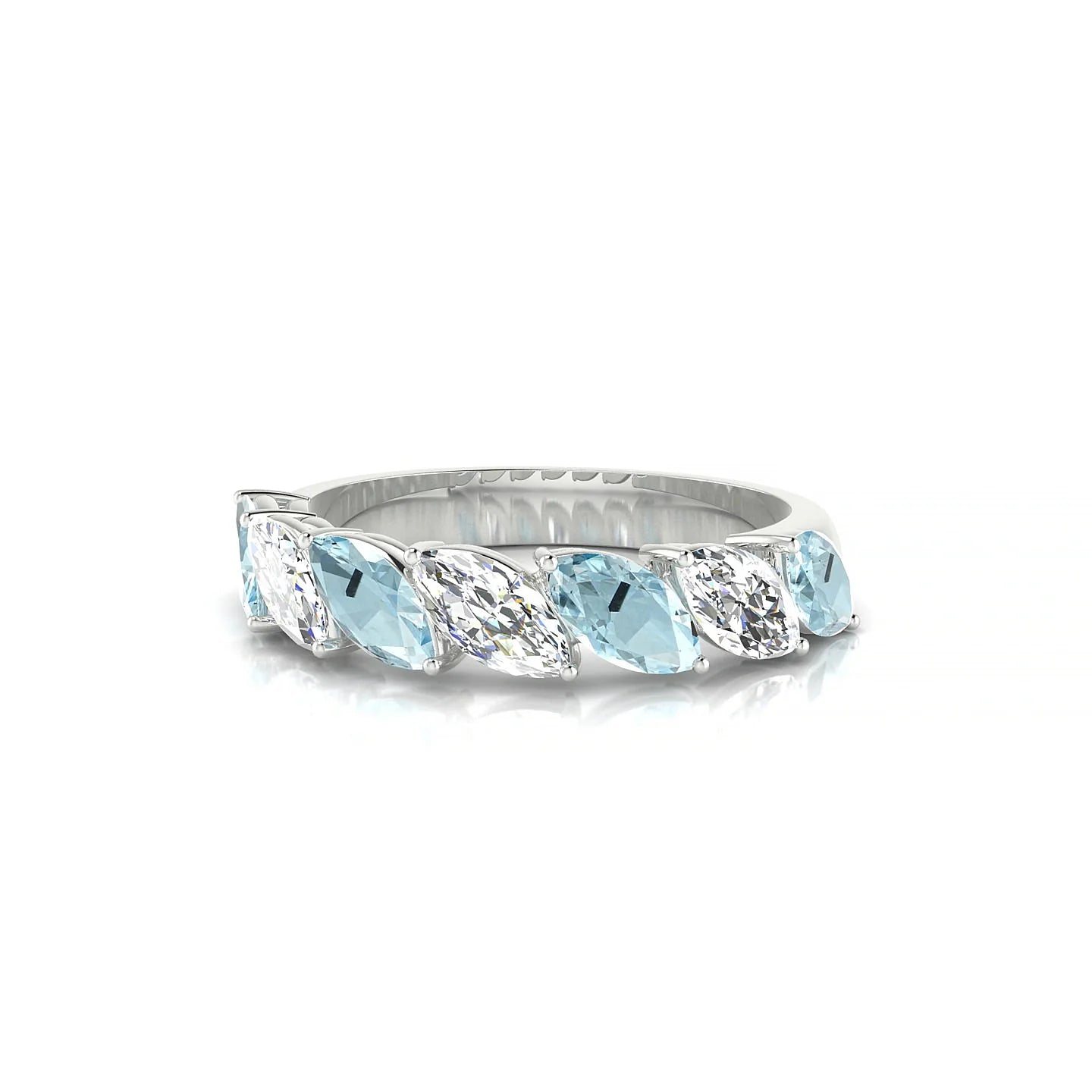 Virtue | 18k White Gold 6 x 3 mm Marquise Aquamarine & Diamond Ring