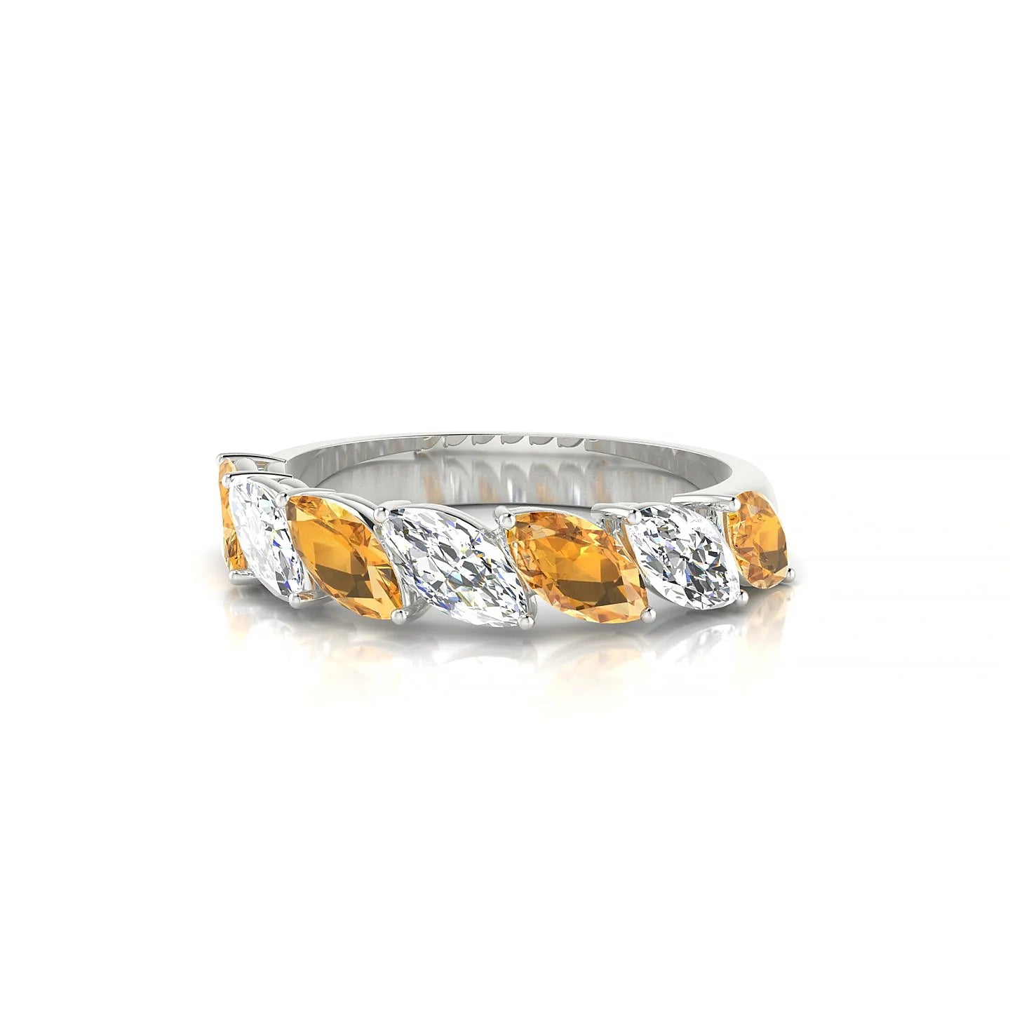 Virtue | 18k White Gold 6 x 3 mm Marquise Citrine & Diamond Ring