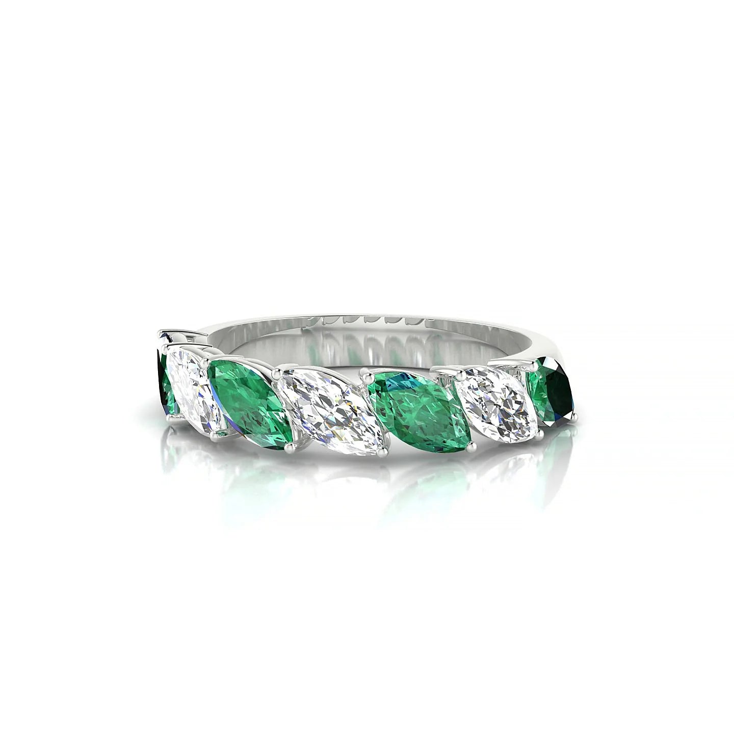 Virtue | 18k White Gold 6 x 3 mm Marquise Emerald & Diamond Ring