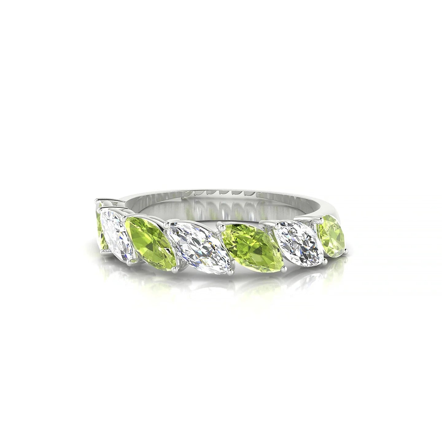 Virtue | 18k White Gold 6 x 3 mm Marquise Peridot & Diamond Ring