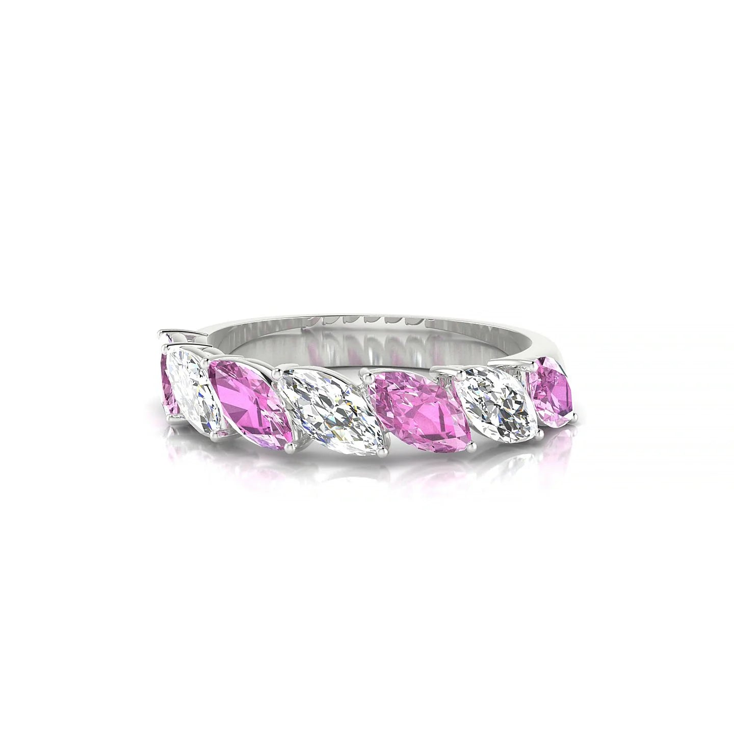 Virtue | 18k White Gold 6 x 3 mm Marquise Pink Sapphire & Diamond Ring