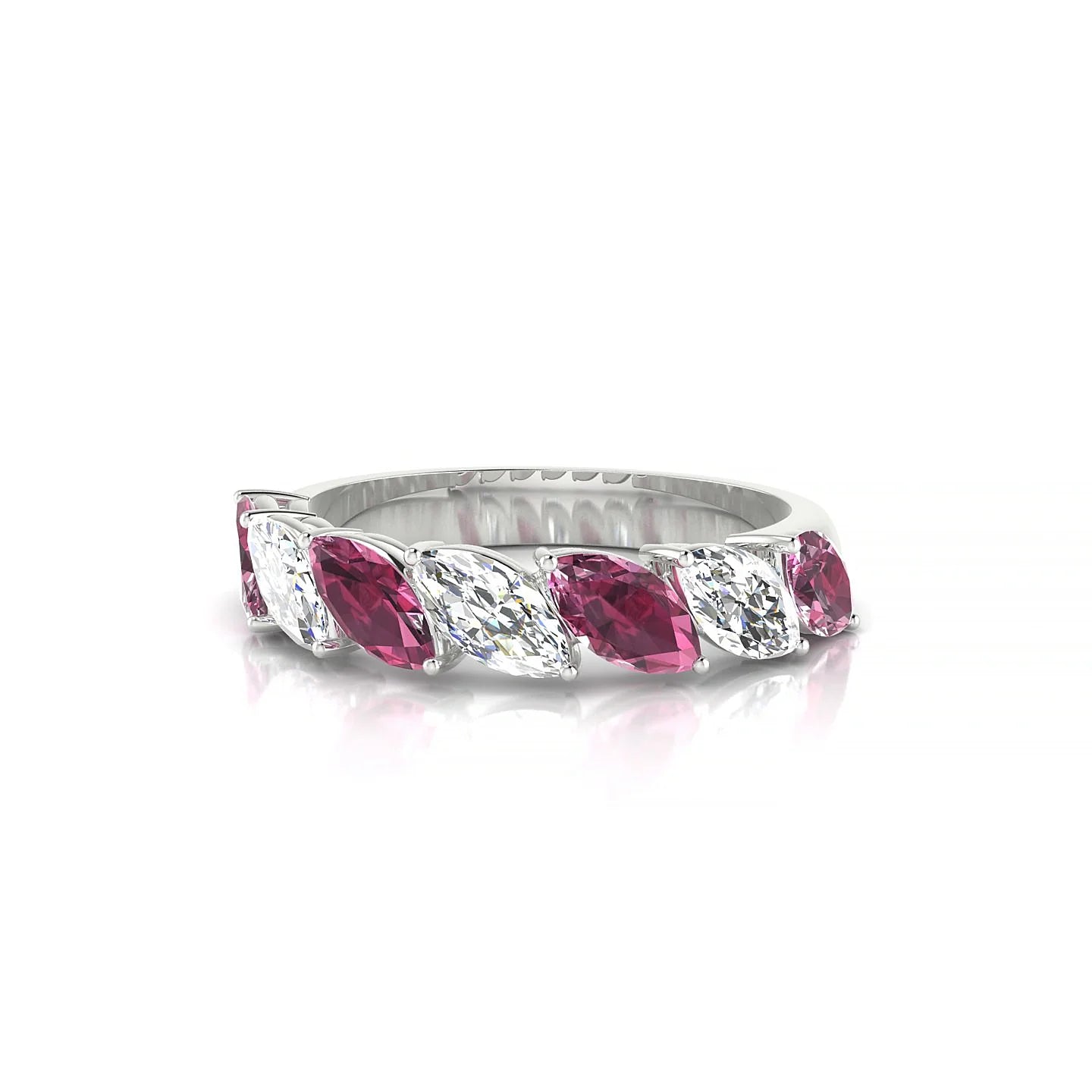 Virtue | 18k White Gold 6 x 3 mm Marquise Rhodolite & Diamond Ring