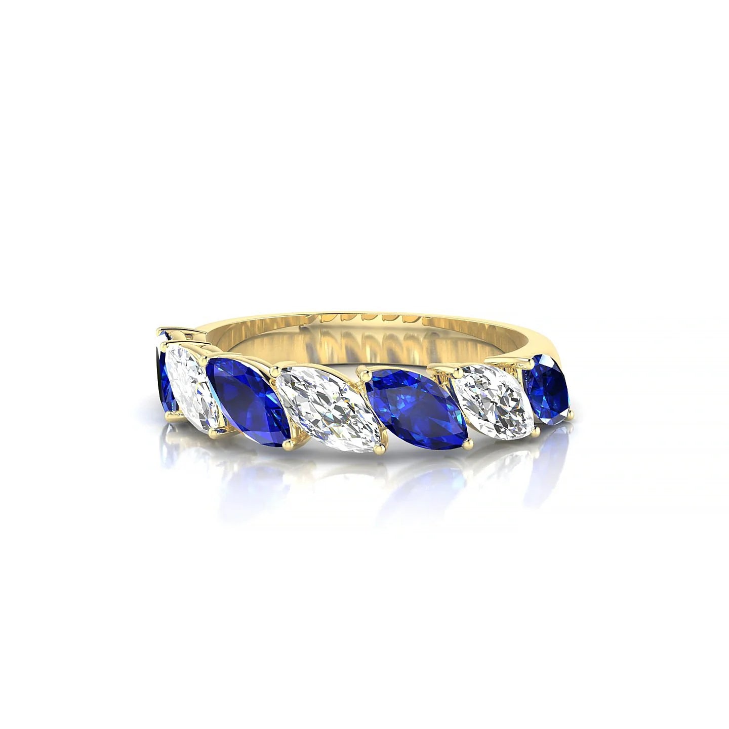 Virtue | 18k Yellow Gold 6 x 3 mm Marquise Sapphire & Diamond Ring