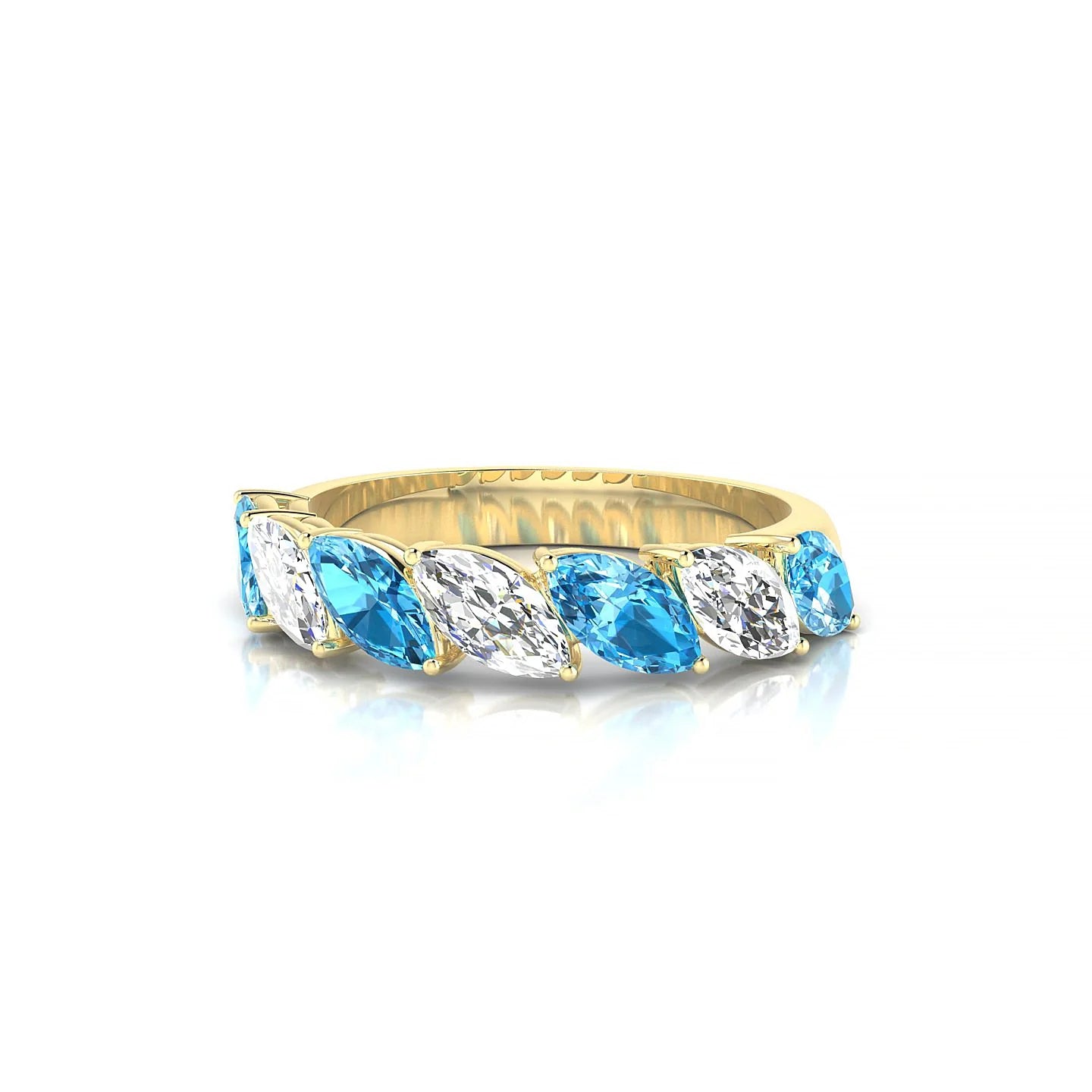 Virtue | 18k Yellow Gold 6 x 3 mm Marquise Topaz & Diamond Ring