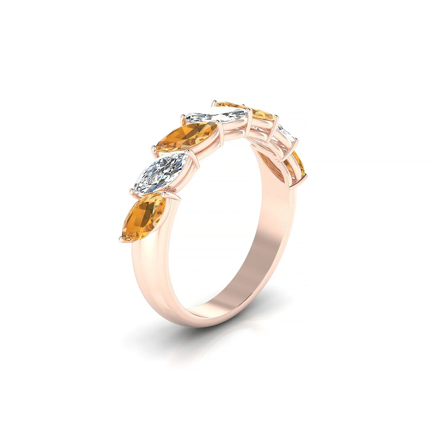 Virtue | 18k Rose Gold 6 x 3 mm Marquise Citrine & Diamond Ring