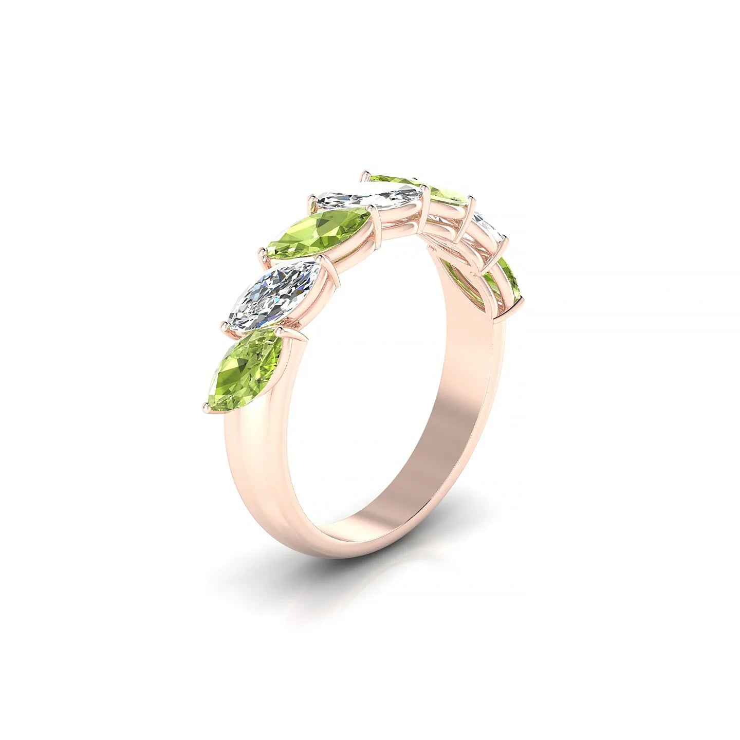 Virtue | 18k Rose Gold 6 x 3 mm Marquise Peridot & Diamond Ring