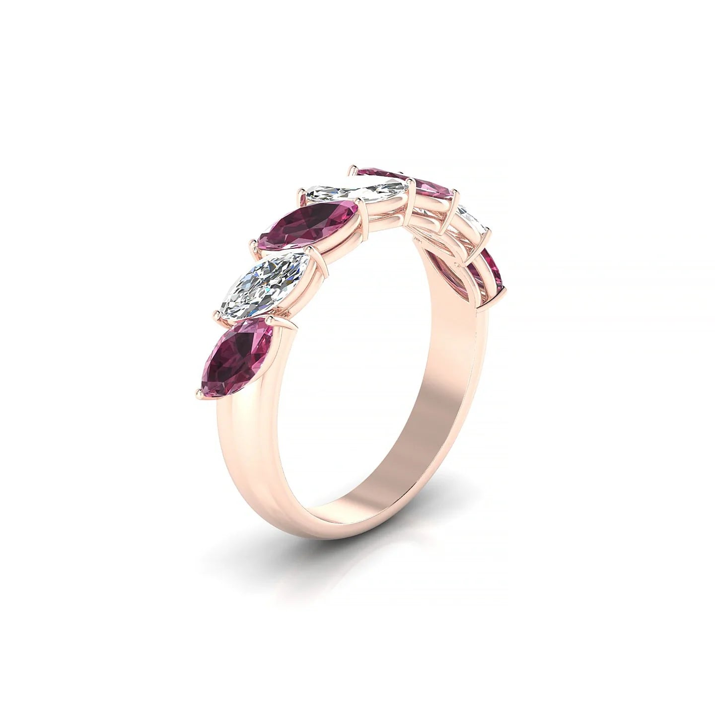 Virtue | 18k Rose Gold 6 x 3 mm Marquise Rhodolite & Diamond Ring