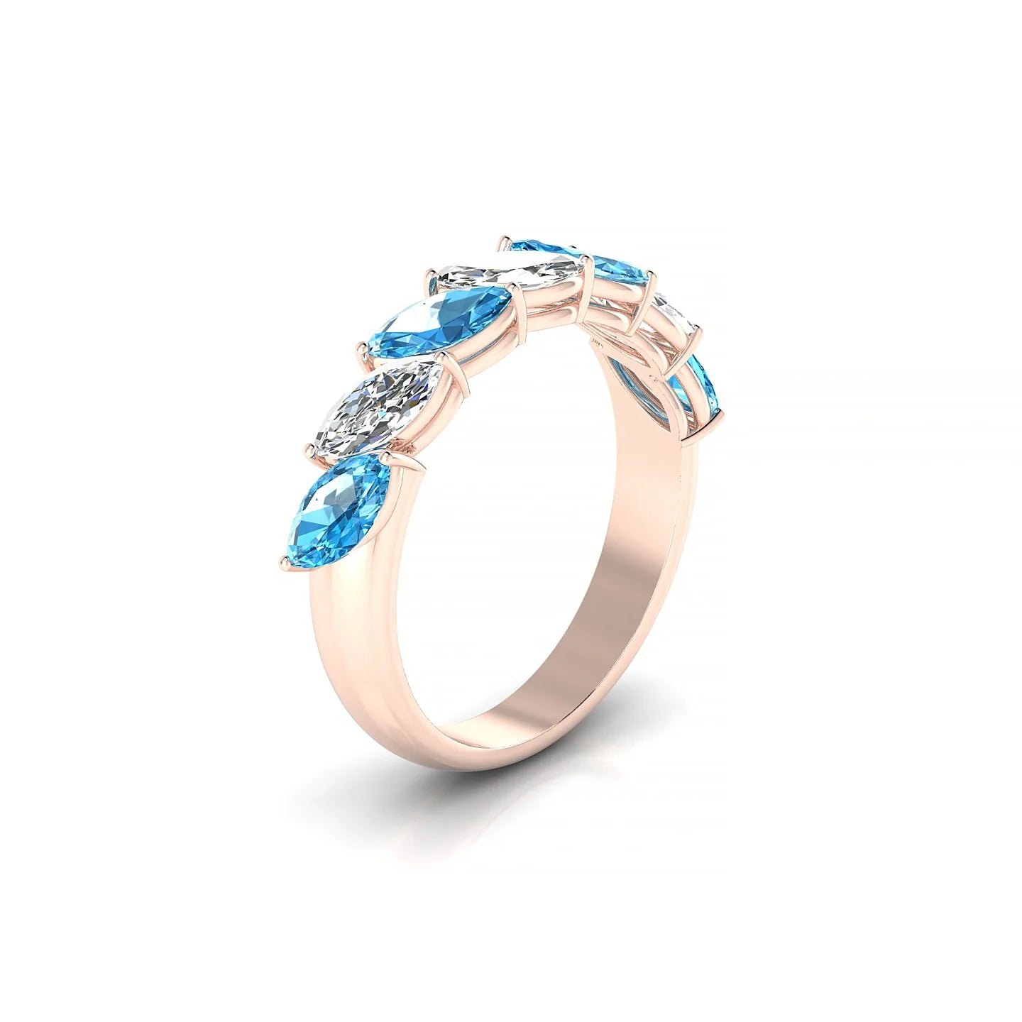Virtue | 18k Rose Gold 6 x 3 mm Marquise Topaz & Diamond Ring