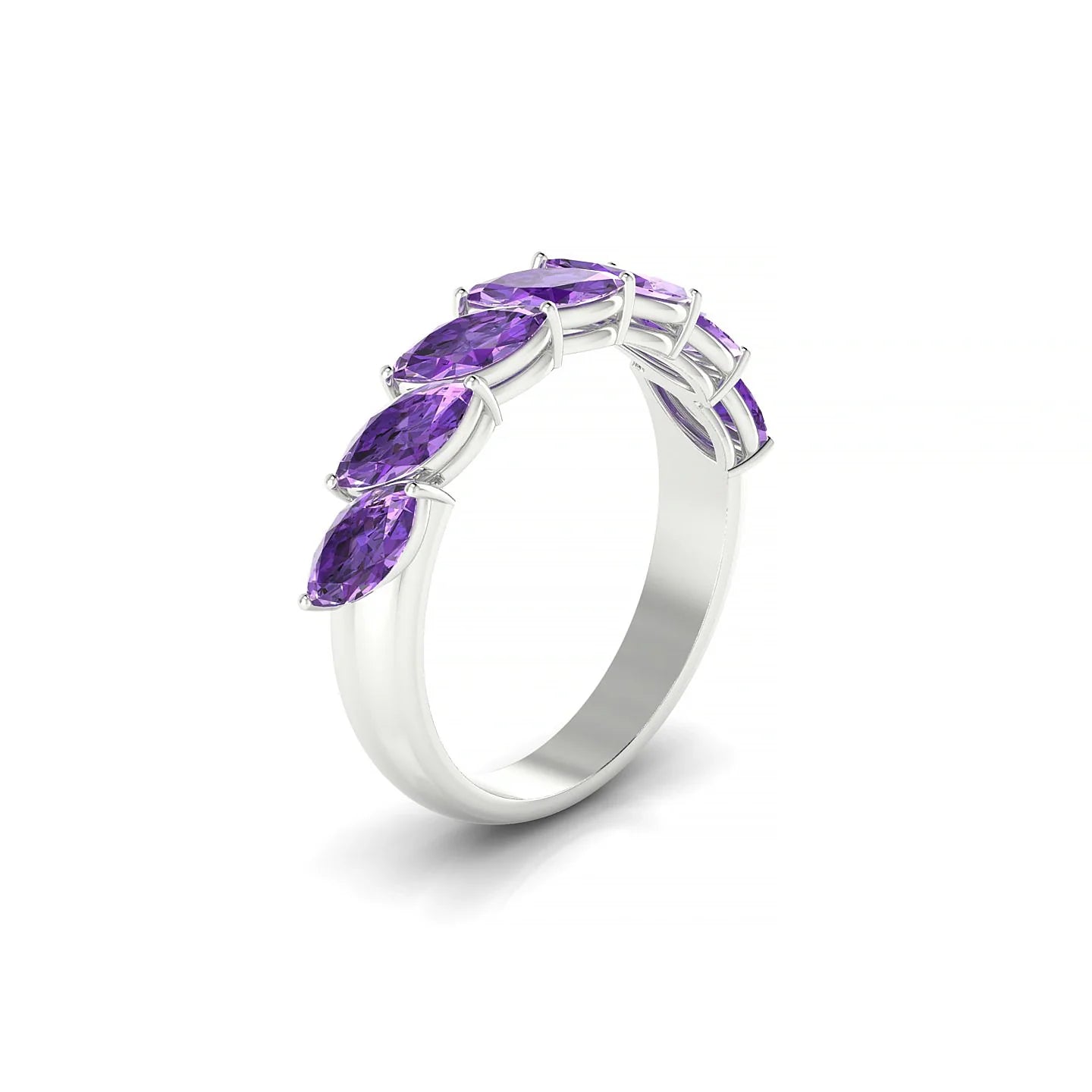 Virtue | 18k White Gold 6 x 3 mm Marquise Amethyst Ring