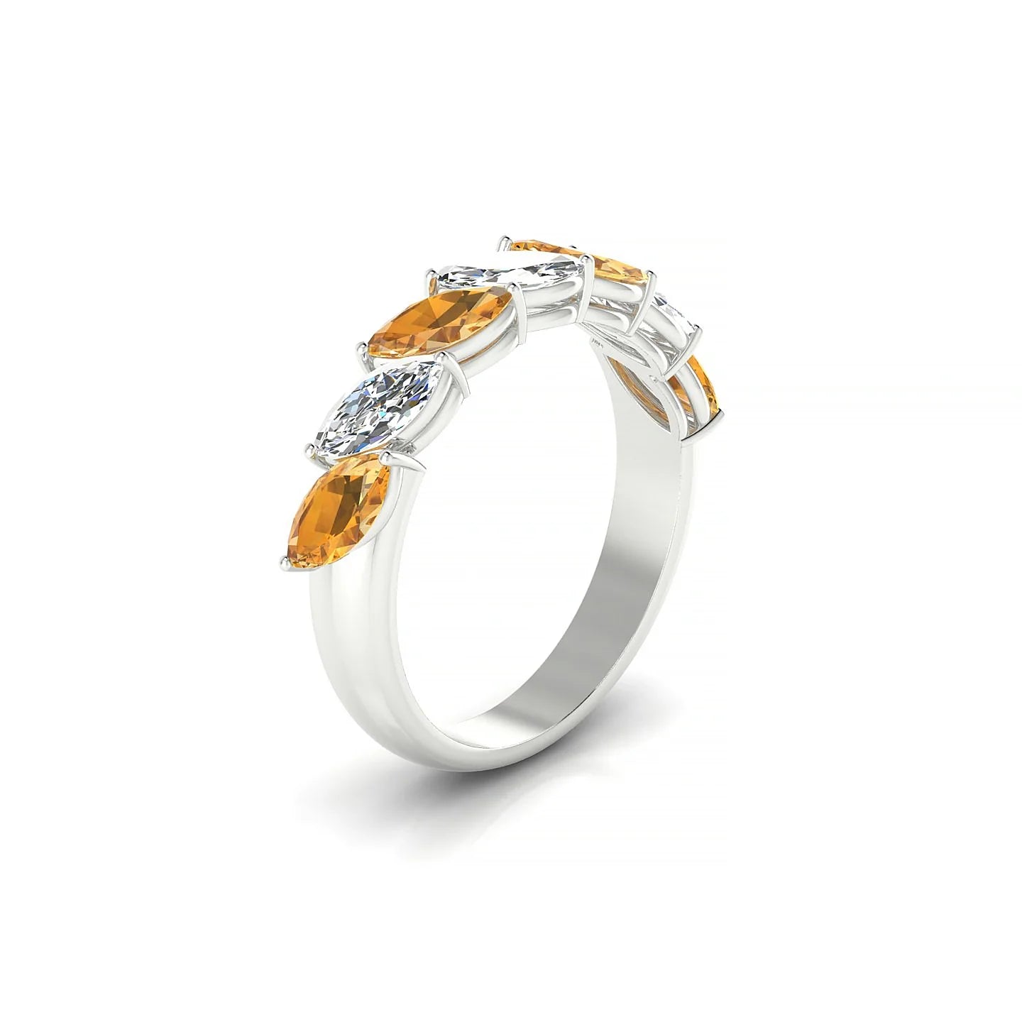 Virtue | 18k White Gold 6 x 3 mm Marquise Citrine & Diamond Ring