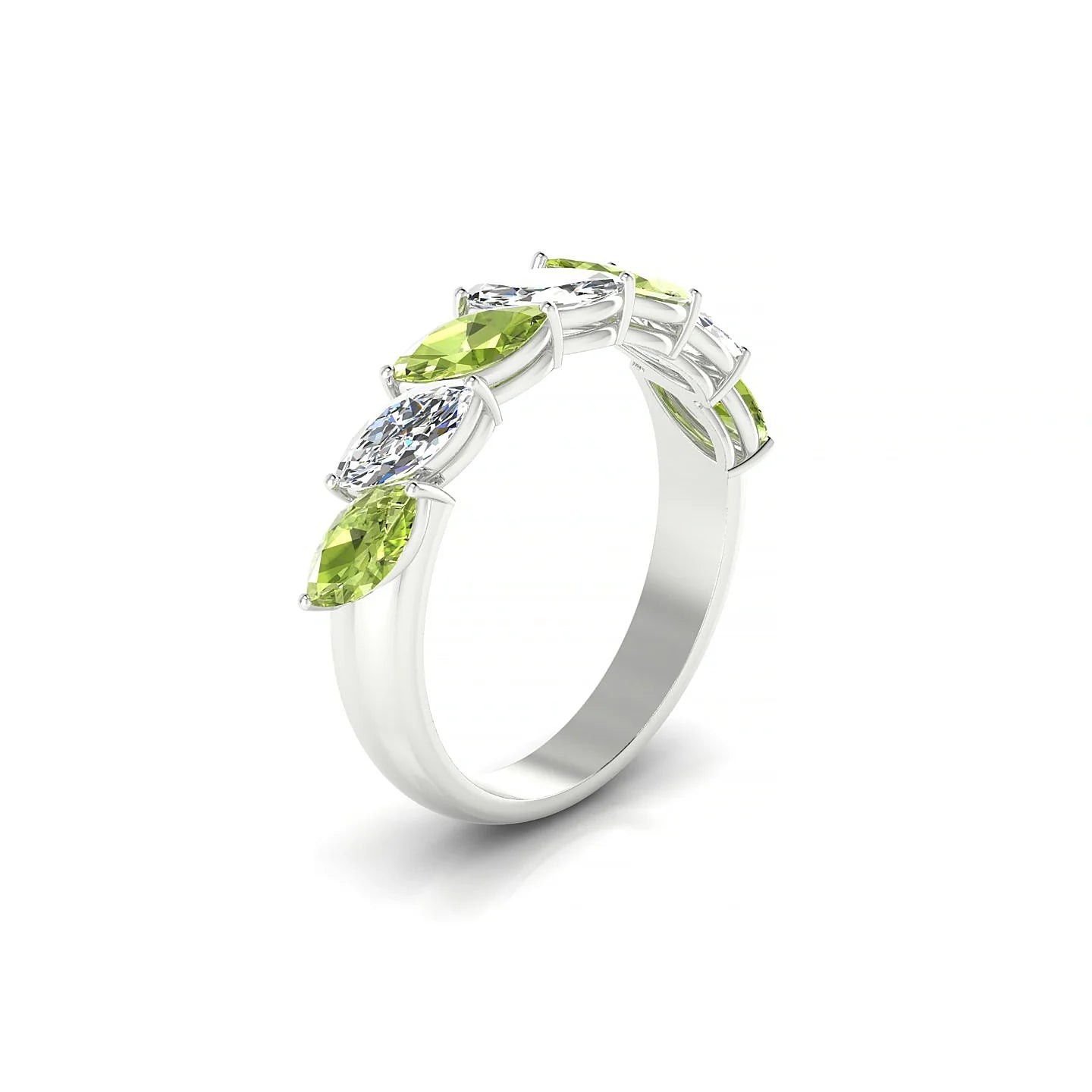 Virtue | 18k White Gold 6 x 3 mm Marquise Peridot & Diamond Ring