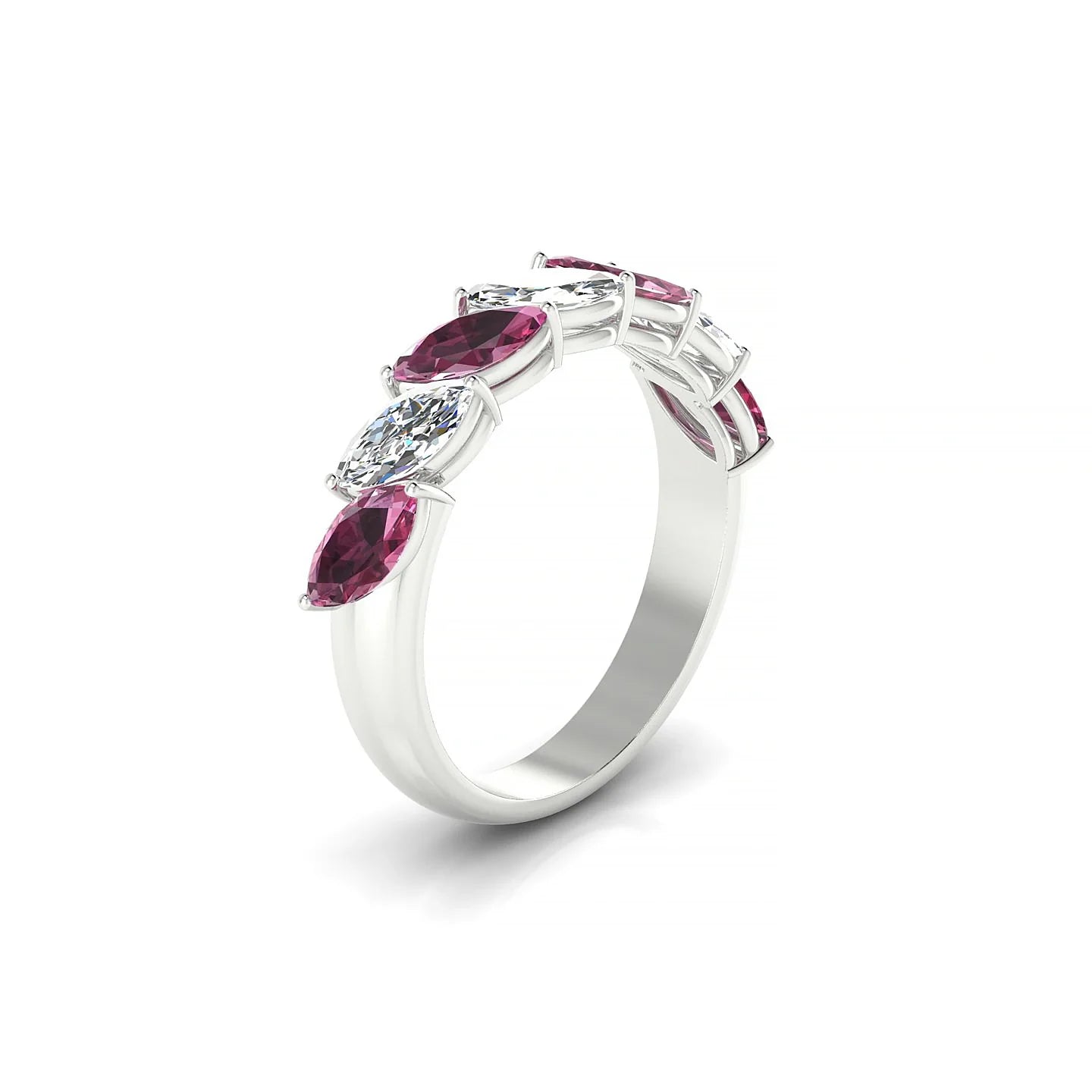 Virtue | 18k White Gold 6 x 3 mm Marquise Rhodolite & Diamond Ring