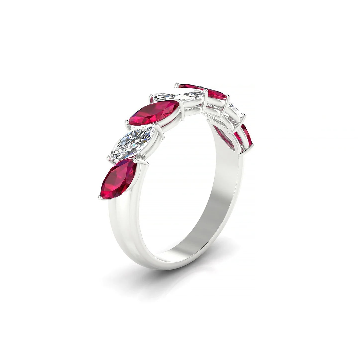 Virtue | 18k White Gold 6 x 3 mm Marquise Ruby & Diamond Ring