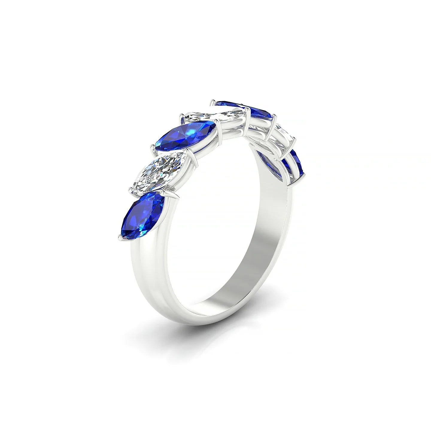 Virtue | 18k White Gold 6 x 3 mm Marquise Sapphire & Diamond Ring