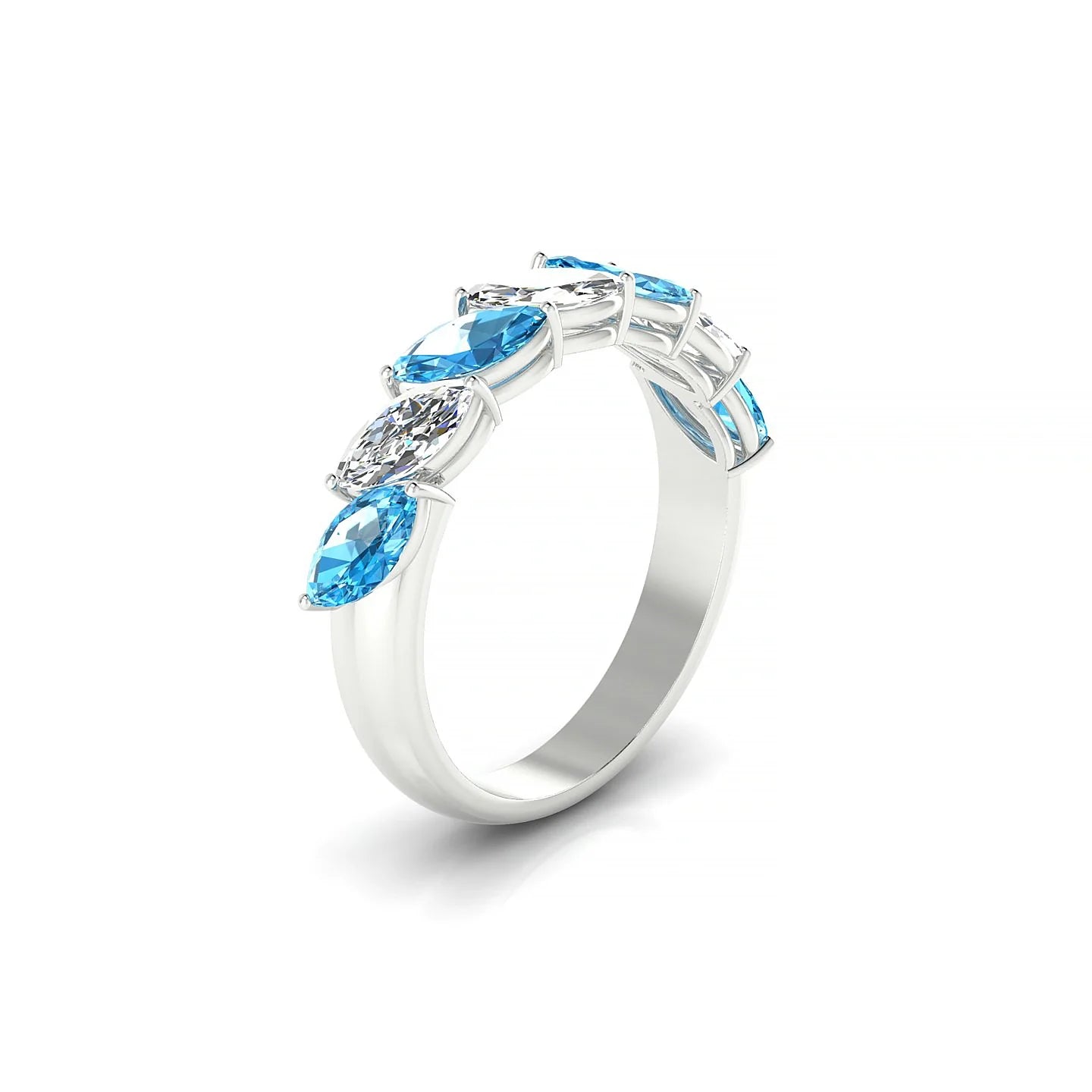 Virtue | 18k White Gold 6 x 3 mm Marquise Topaz & Diamond Ring