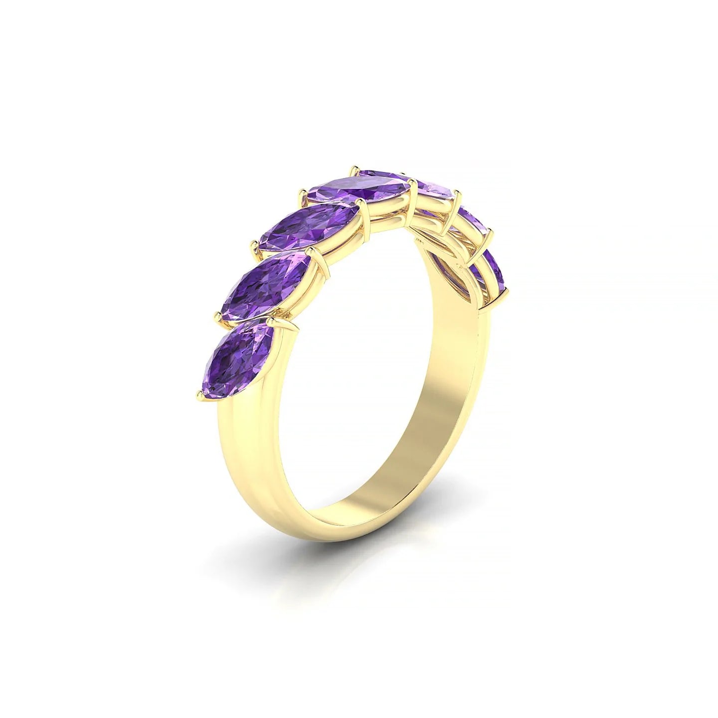 Virtue | 18k Yellow Gold 6 x 3 mm Marquise Amethyst Ring