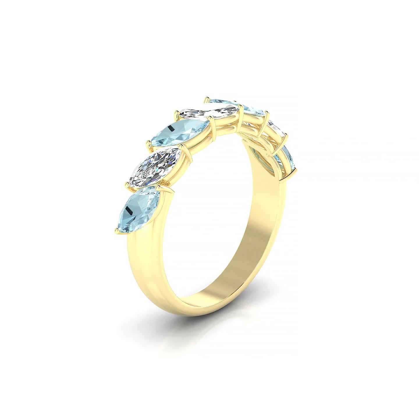 Virtue | 18k Yellow Gold 6 x 3 mm Marquise Aquamarine & Diamond Ring