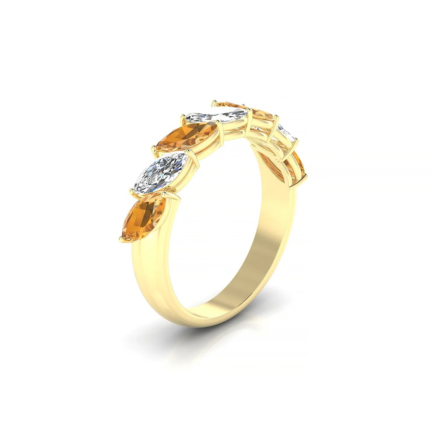 Virtue | 18k Yellow Gold 6 x 3 mm Marquise Citrine & Diamond Ring