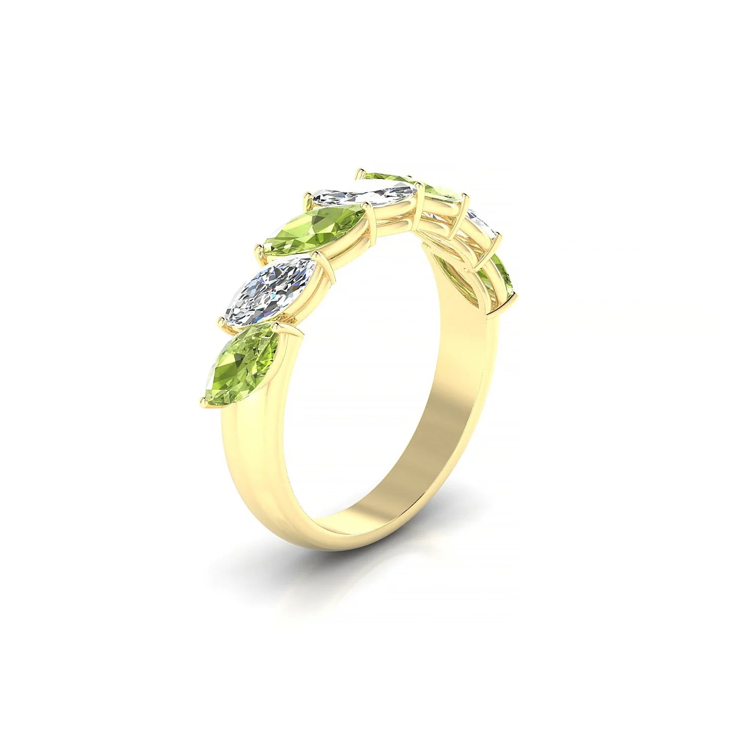 Virtue | 18k Yellow Gold 6 x 3 mm Marquise Peridot & Diamond Ring