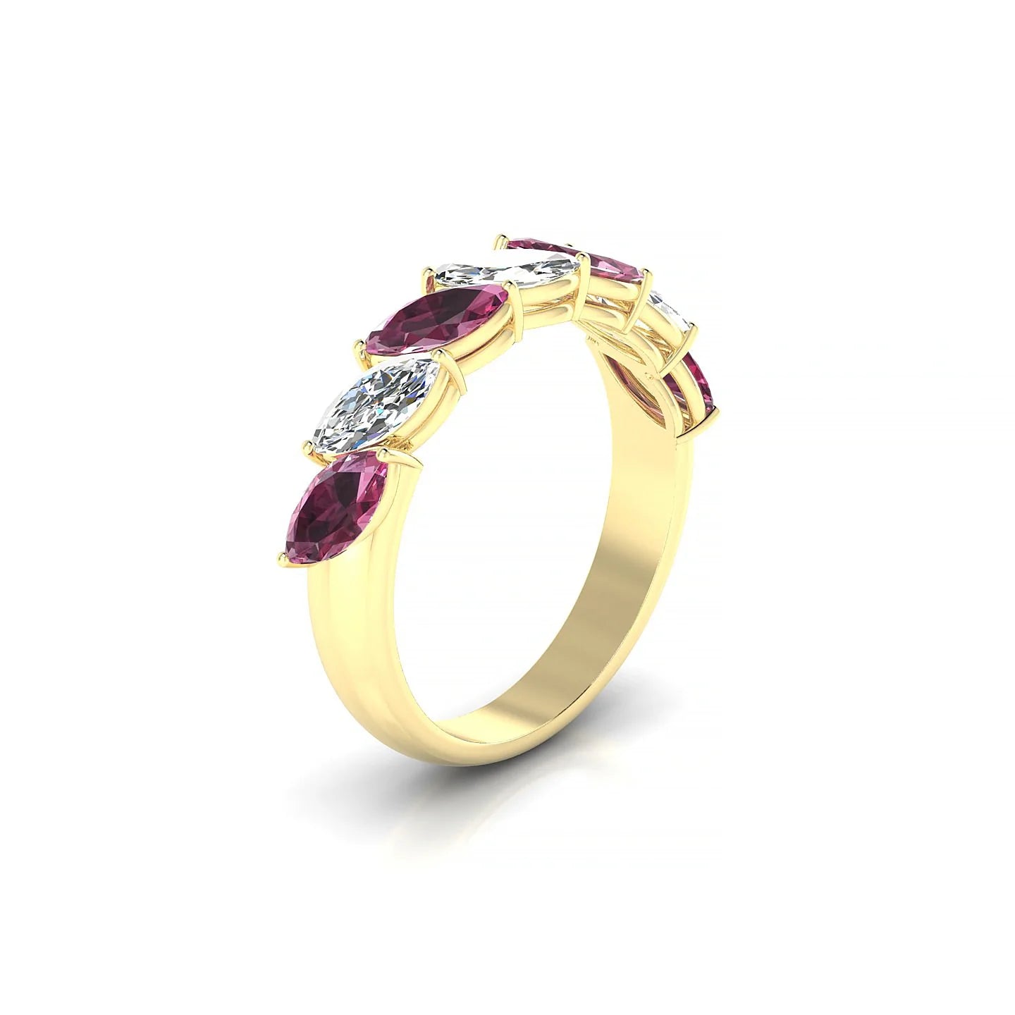 Virtue | 18k Yellow Gold 6 x 3 mm Marquise Rhodolite & Diamond Ring