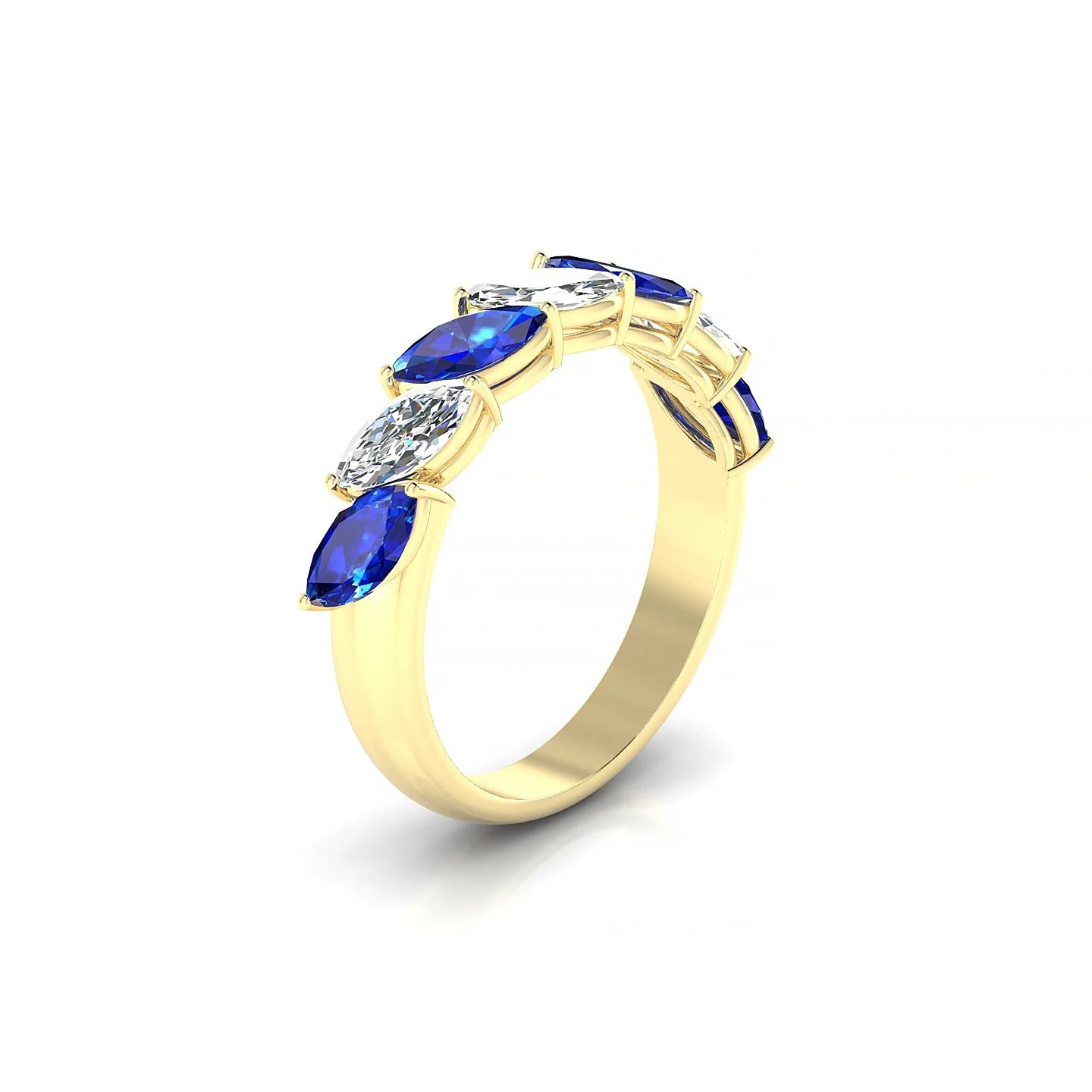 Virtue | 18k Yellow Gold 6 x 3 mm Marquise Sapphire & Diamond Ring
