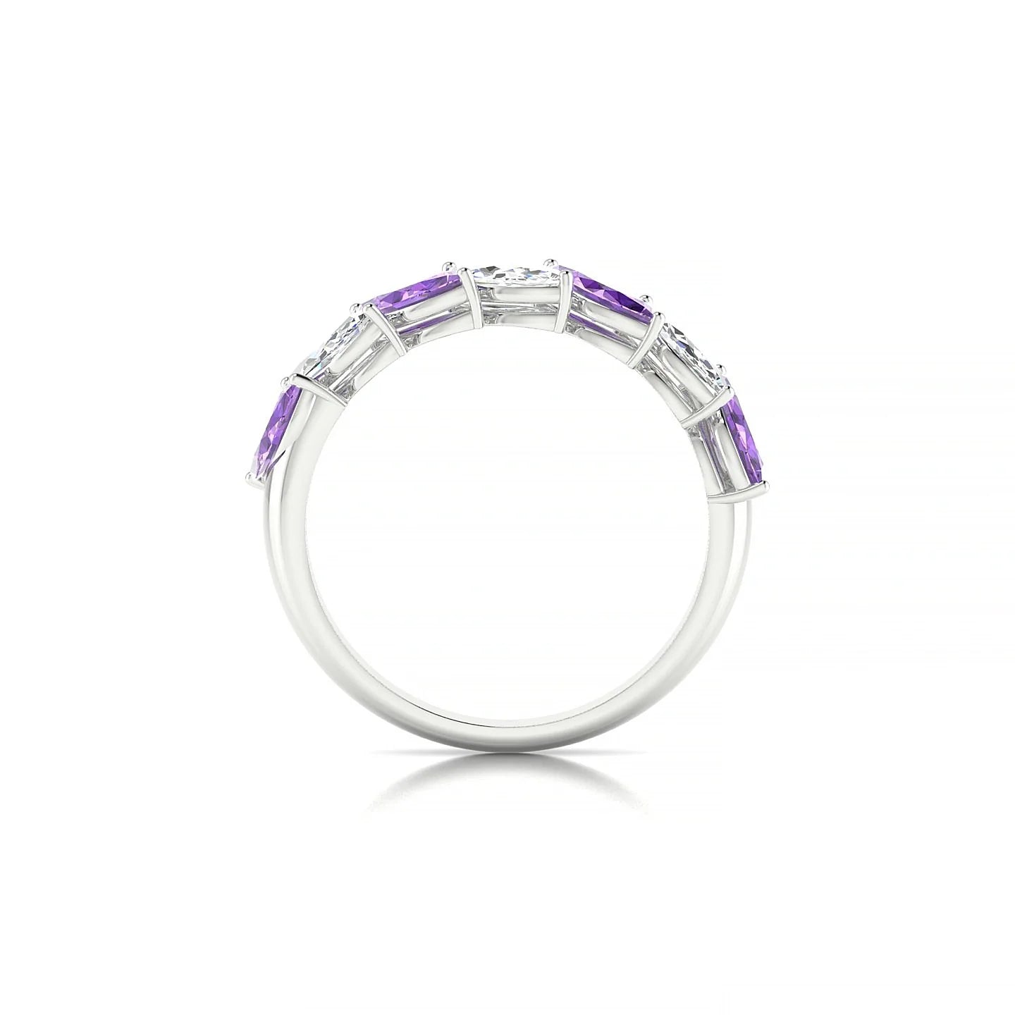 Virtue | 18k White Gold 6 x 3 mm Marquise Amethyst & Diamond Ring