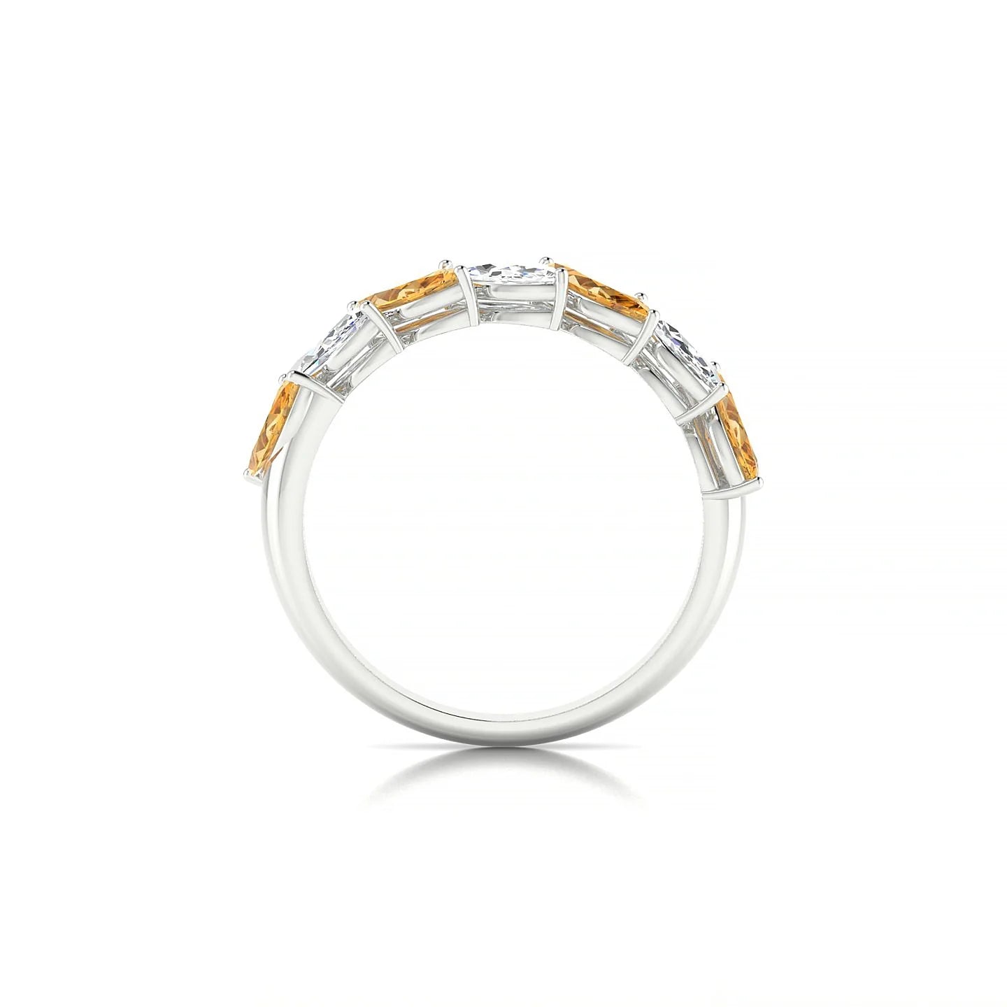 Virtue | 18k White Gold 6 x 3 mm Marquise Citrine & Diamond Ring