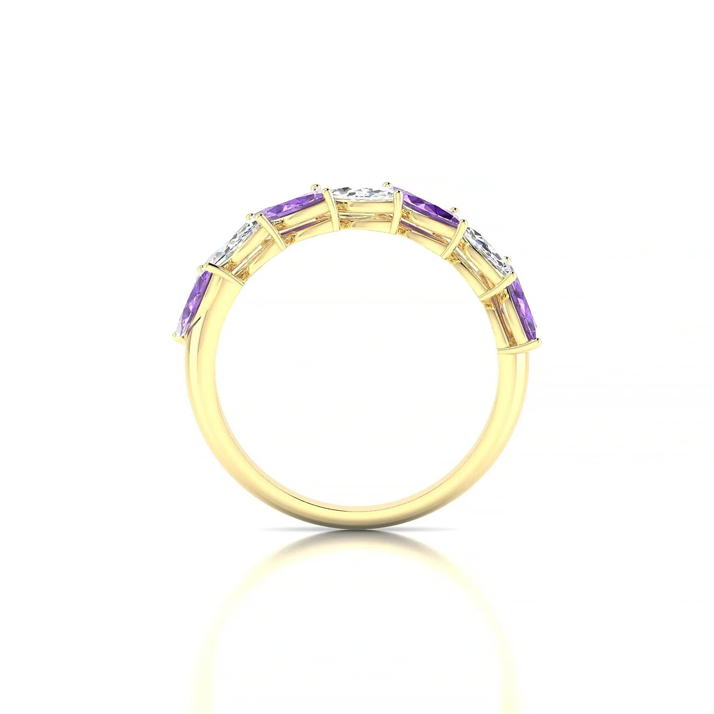 Virtue | 18k Yellow Gold 6 x 3 mm Marquise Amethyst & Diamond Ring