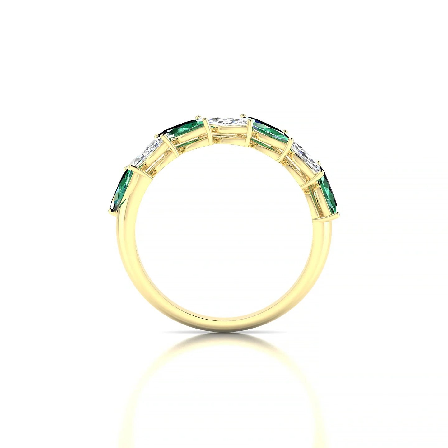 Virtue | 18k Yellow Gold 6 x 3 mm Marquise Emerald & Diamond Ring